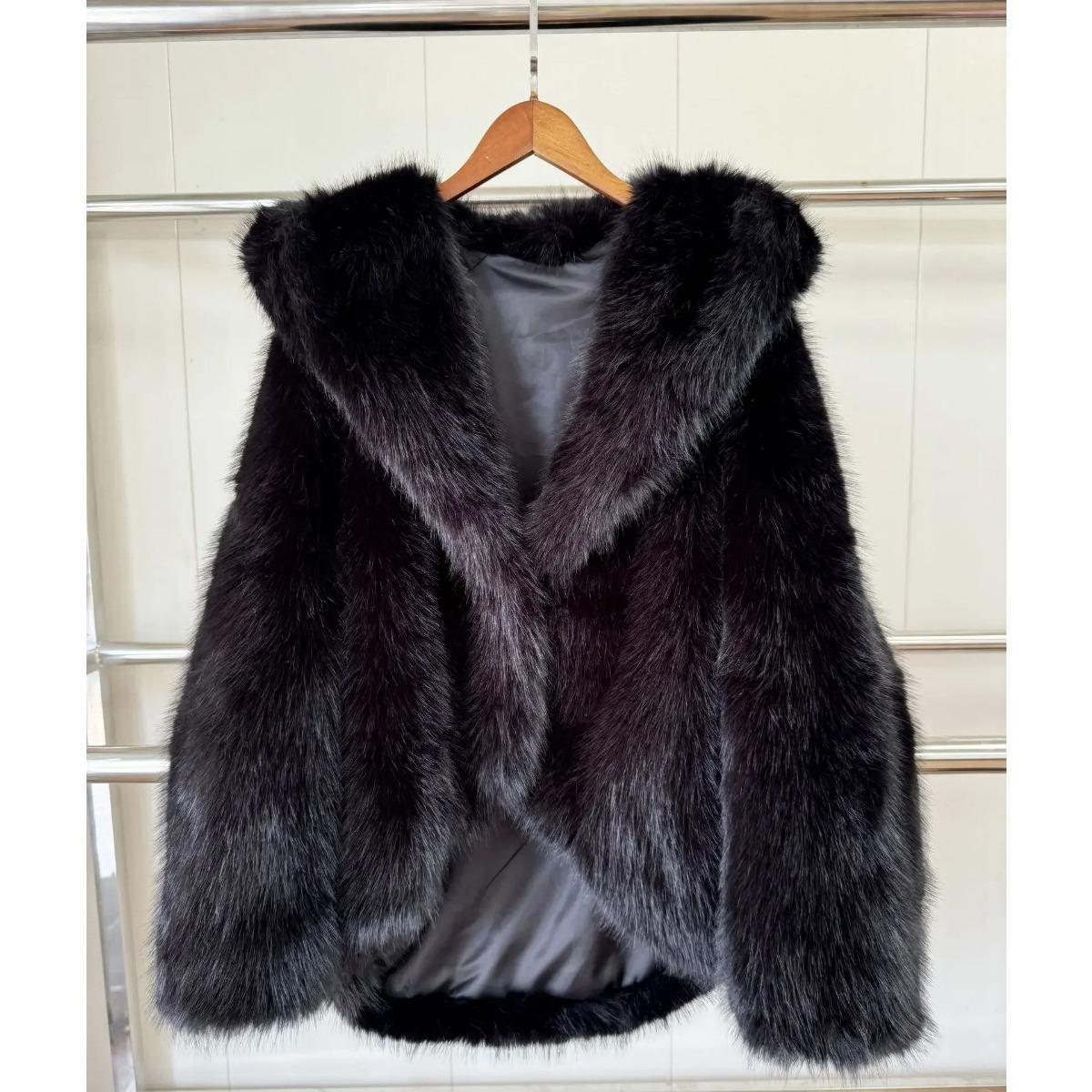 

Женское пальто из искусственного меха Модное Теплое Зимнее Пушистое С Длинным Рукавом С Капюшоном Женские Пальто Свободное Пушистое Короткое Меховое Пальто Женская Верхняя Одежда XXL чёрный