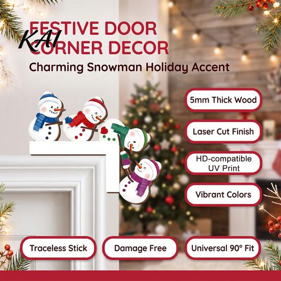 Festive Fireplace Mantel Decor Wooden Christmas Door Corner Decor, Santa Claus Reindeer/Snowman Topper Seasonal Art for Holiday Home Decoration,