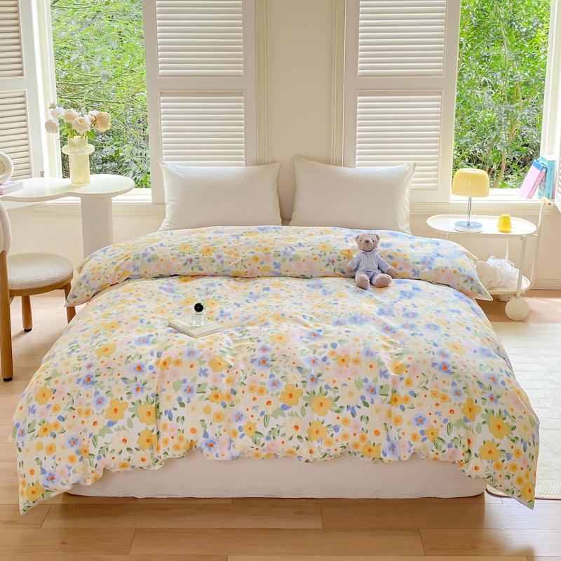 Fresh White Flowers 100% Cotton Duvet Cover Botanical Floral Pattern Quilt Cover with Zipper Queen King Bedding for All Season