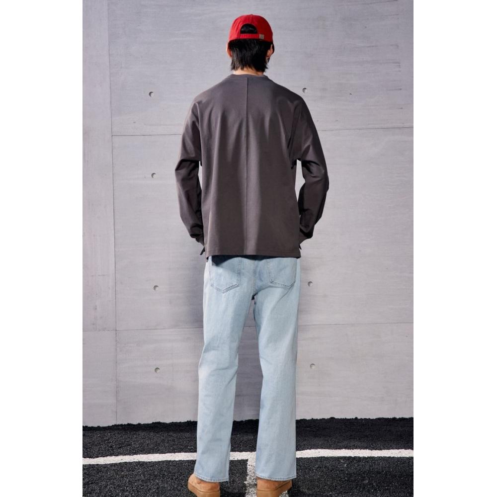 H M Loose Fit Long Sleeved Jersey Top Dark Grey 06