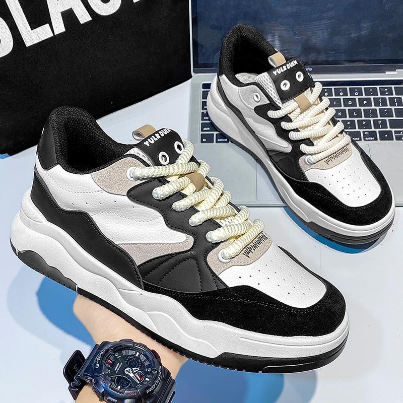 Fashion Skateboard Casual Sneaker Men's Autumn Sneakers Round Toe Fashion Leather Shoes Non-slip Shoes Soft and Comfortable