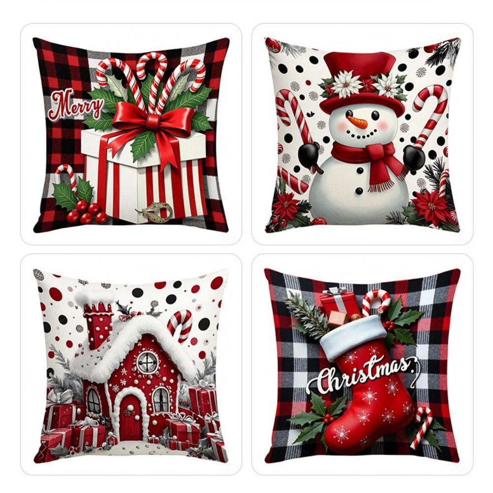 Snowflake Decorative Pillowcase Christmas Tree Pattern Throw Pillow Cover  Holiday Decor
