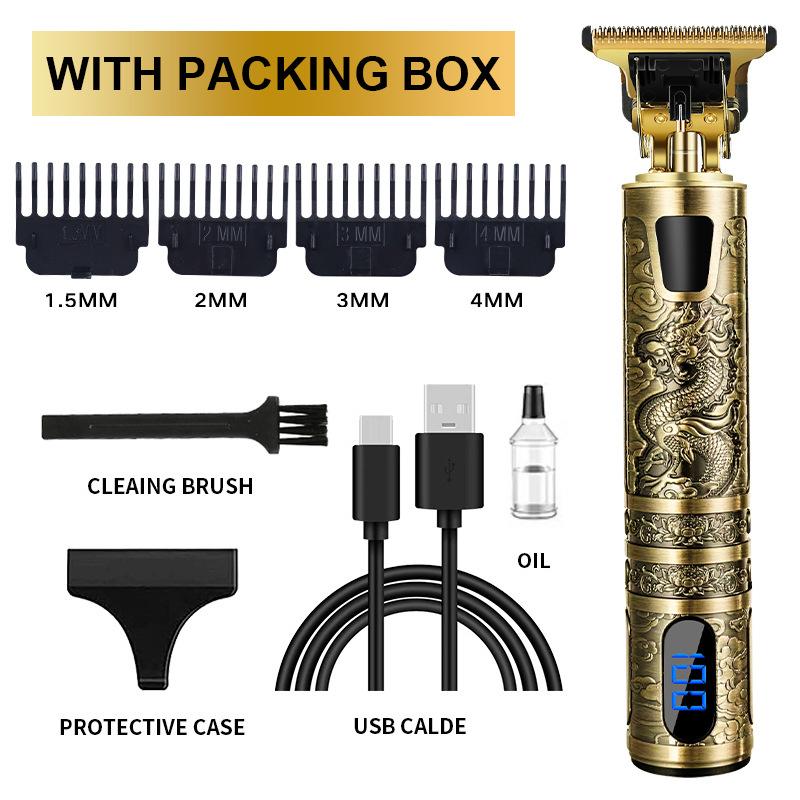 New Hair Clipper LCD Digital Display Household Hair Clipper Retro Oil Head Electric Clipper T9 Buddha Head Carving Small Clipper
