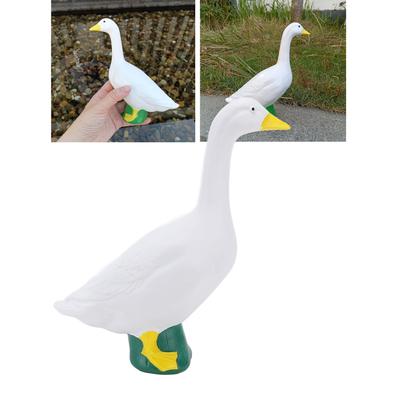 White Goose Statue 18cm Resin Goose Figurine Ornament for Outdoor Garden Porch Desktop Decoration