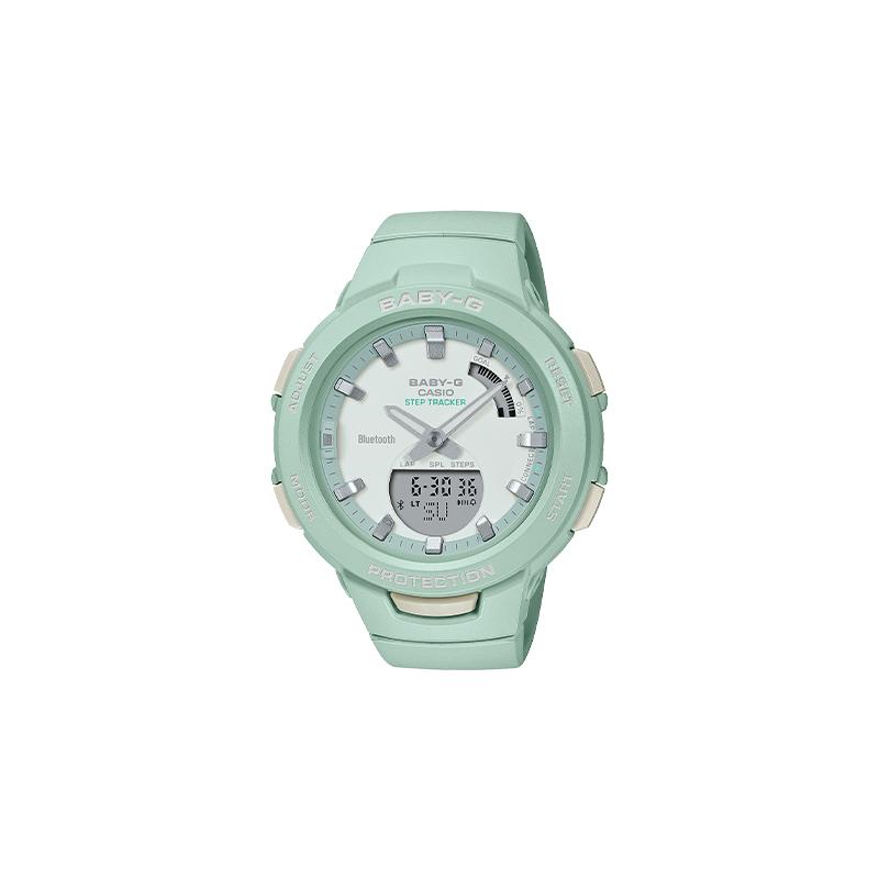 

Casio BABY-G Series Thin and Light Series Casual Trend Pedometer Bluetooth Function Sports Quartz Movement Resin Strap Japanese and BSA-B100CS-3APR зелёный