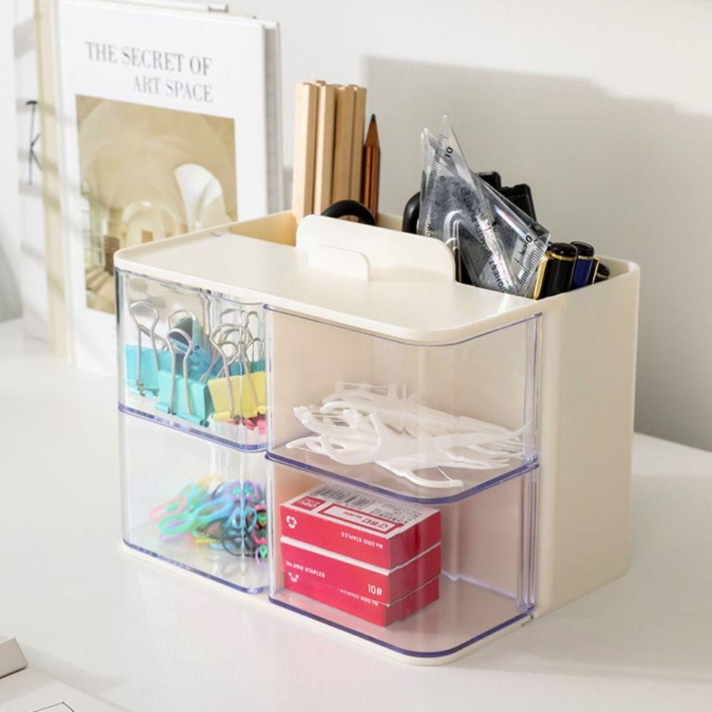 Dust-proof Stationery Storage Box Large Capacity Makeup Brush Holder Pen Container  Student