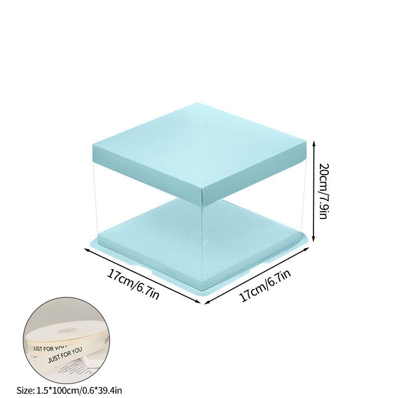 Gift Box with Ribbon Transparent Cake Gift Box Birthday Cake Packaging Supplies Clear Plastic Candy Box Mother's Day Gift