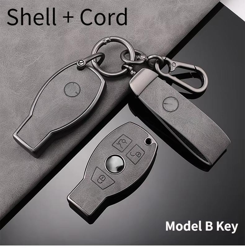 For Mercedes-Benz TPU Car Key Cover E-Class/Class E300L/C260L/A200L Car Key Decorative Leather Pattern All-Pack Protective Case