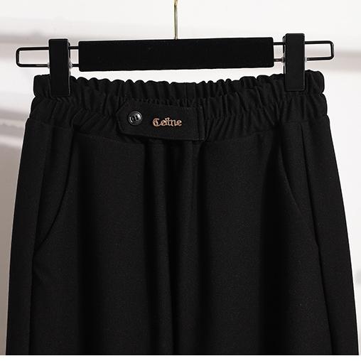 DIMANAF 2023 Plus Size Long Pants Women Elastic Loose High Waist Vintage Solid Cotton Loose Casual Female Basic Trousers Harem Pants Wide Leg Pants