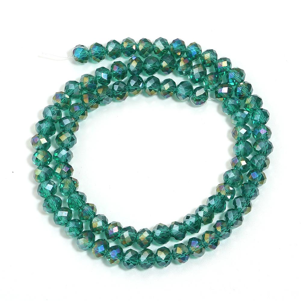 1 Strand 3 4 6 8 10mm Faceted Crystal Beads Peacock Green Rondelle Flat Glass Loose Spacer Beads For Jewelry Making DIY Necklace