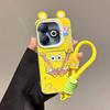 KEYSION Cute Ear Cartoon Case for Infinix Hot 40i with Lanyard Soft Silicone+PC Shockproof Phone Cover for Infinix Smart 8 HD