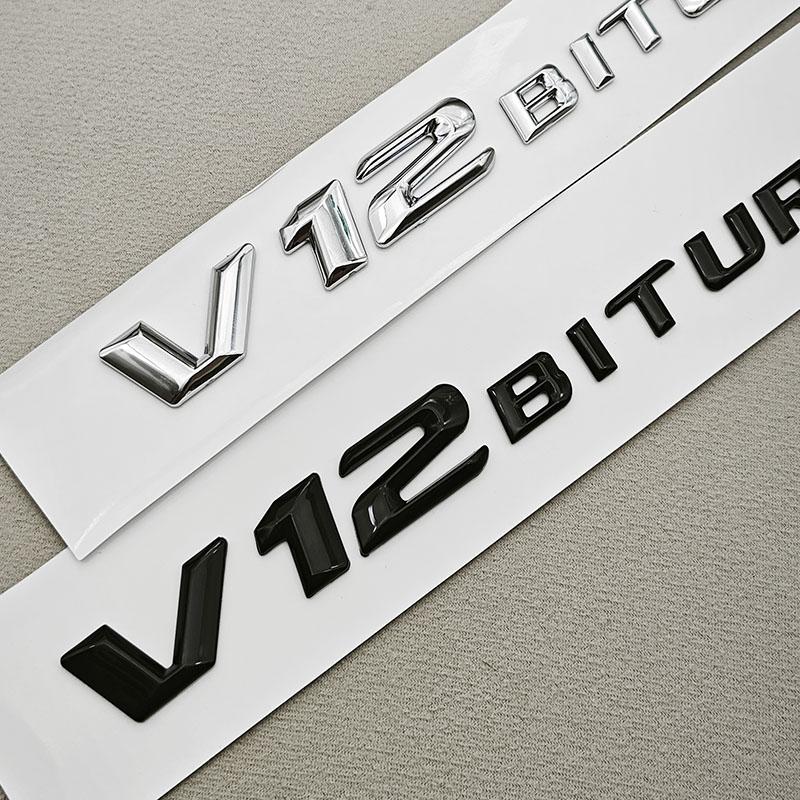 3D ABS Car Styling Logo V12 BITURBO Badge Side Fender Emblem Decal For  Benz S680 GLS600 AMG S65 SL65 G63 G65 Accessory