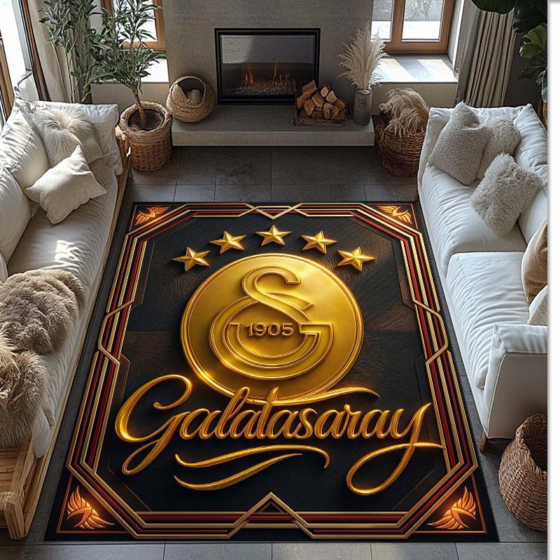 Galatasaray FC Fußballmuster Weicher Teppich rutschfest für Innenbereiche Sport Dekor Matte für Schlafzimmer