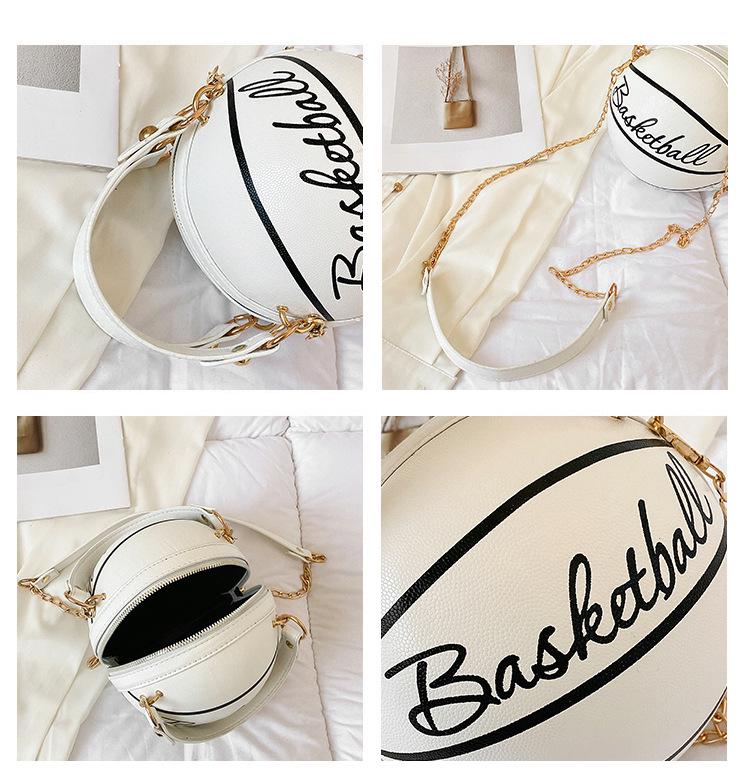 Dámská podzimní/zimní řetízková kulatá crossbody kabelka - Basketbalový/módní design