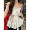 Women's Clothing SpicySweet Style Ruffle Bow Tie Halter Top Slim Fit Versatile Top