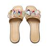 Fashion Colorful Rhinestone Flower Decoration Flat Slippers Women Lightweight Comfortable Slide Sandals Summer Beach Sandals for Women