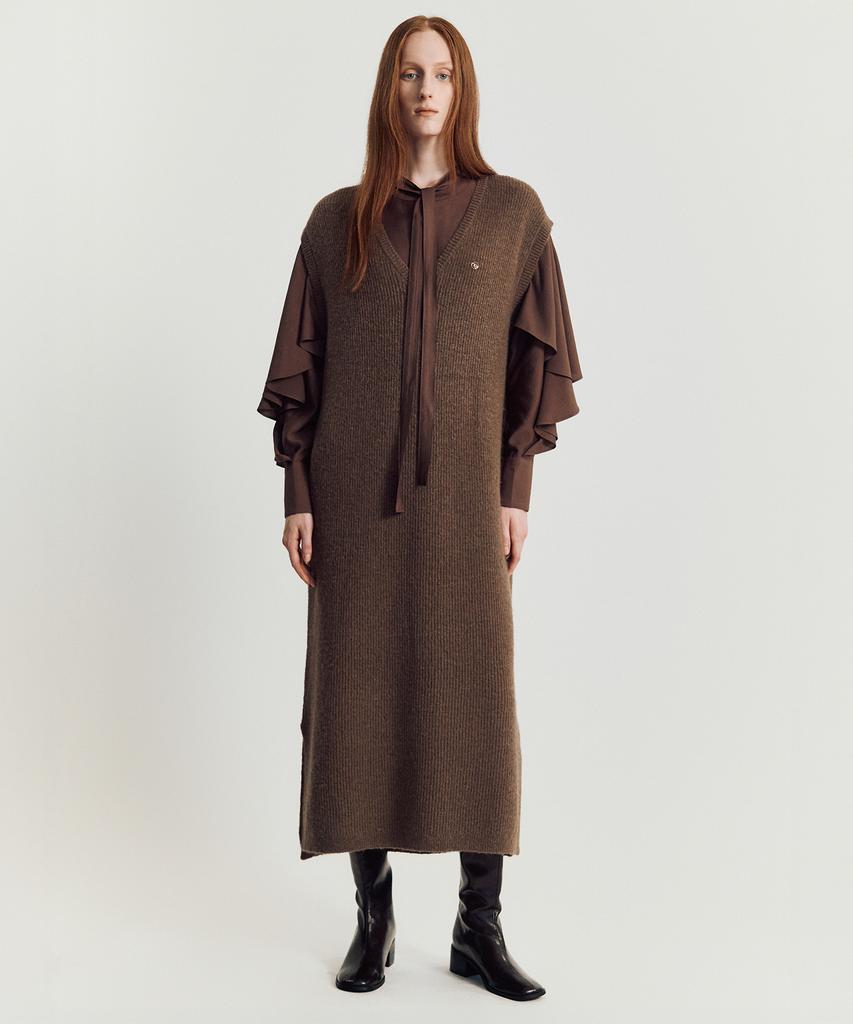 Meibeoyu Volodina Knit Long Vest _ Brown