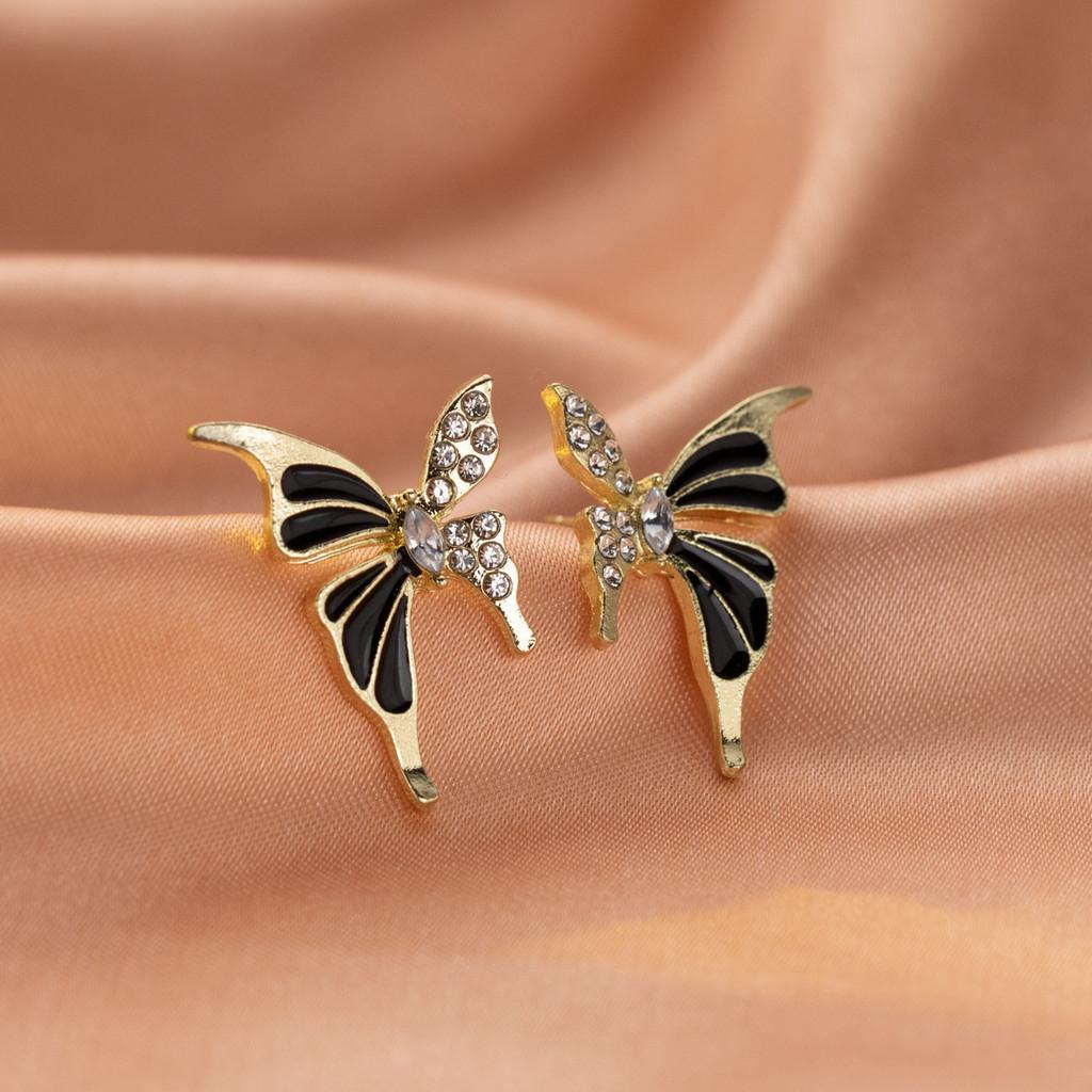 High-quality Gold Plated Butterfly Earrings With Diamonds Elegant Commuter Fashion For Spring 2024