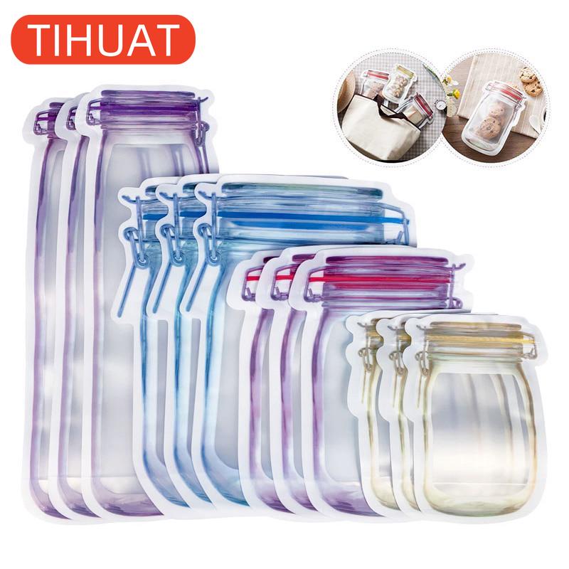 Reusable Zip Lock Bags In The Shape of Jars for Storing Food Products
