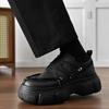 Men Shoes Thick Sole Increased Height Autumn Casual Comfort Non Slip Outdoor Lace Up Platform Korean PU Leather Sneakers 2025