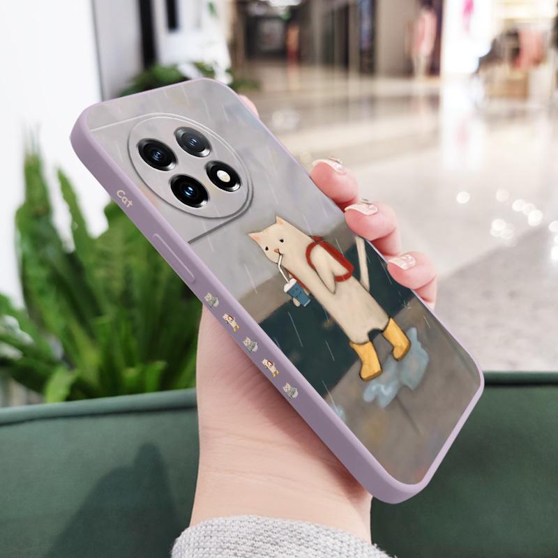 Paper Folding Cat Phone Case For Oneplus 13 13R 12 12R 11 11R 10 10R 10T 9R 9RT 9 8T 8 7 7T Pro 5G Liquid Silicone Cover
