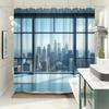 1pc Urban Cityscape Shower Curtain - High-Rise Buildings & Clear Sky, 70.8x70.8", 12 Hooks, Polyester, Washable & Durable