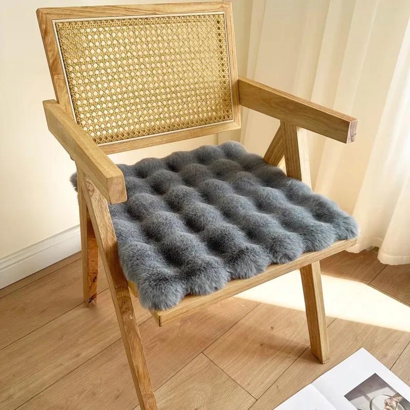 Rabbit Plush Chair Cushion Computer Chair Cushion Office Casual Dining Chair Cushion Thickened Student Stool Seat Cushion