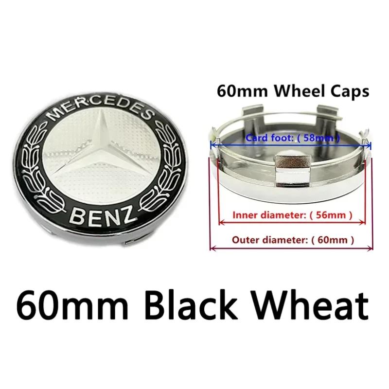 4pcs 56mm 60mm 68mm 75mm For Benz Car Wheel Center Hub Caps Rim Cover A180 A200 B180 B200 E200 W220 W213 W210 W164 Badge Emblem  KL1