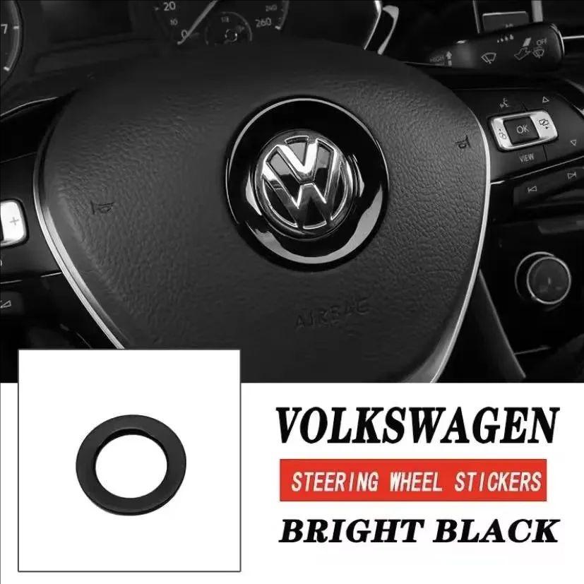 KUDFZ1 Car ABS Steering Wheel Emblem Trim Sticker Badge For VW GTI Golf Polo 6 7 Passat CC Tiguan T-ROC Jetta MK6 Taigo Arteon Hub Cap