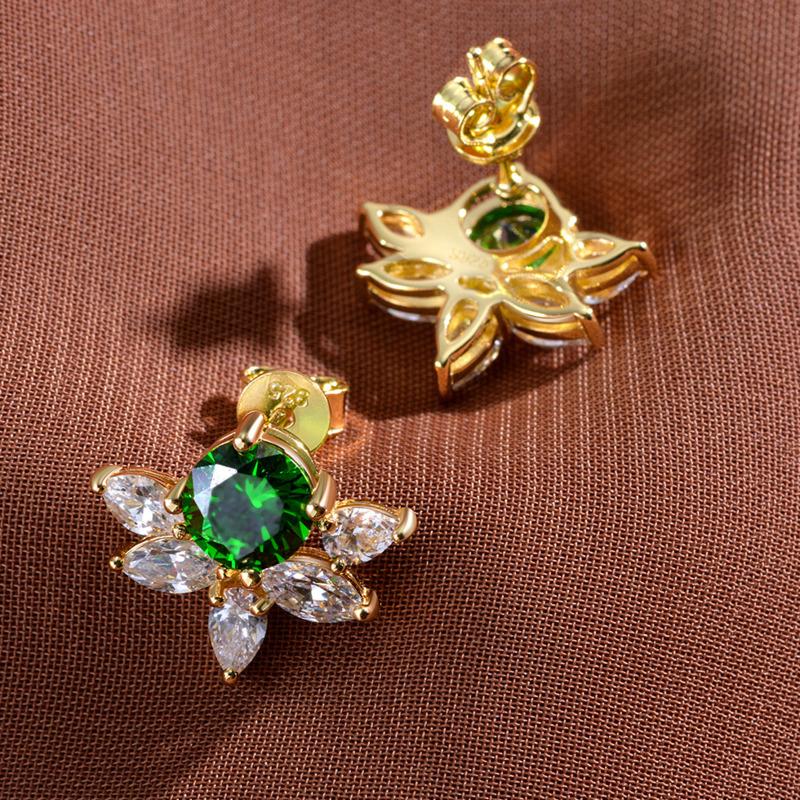 Gica Gema Emerald Earrings With High Carbon Diamond 925 Sterling Silver Unique Design Romantic Fine Earrings Jewelry Wedding Party Gifts New Trend