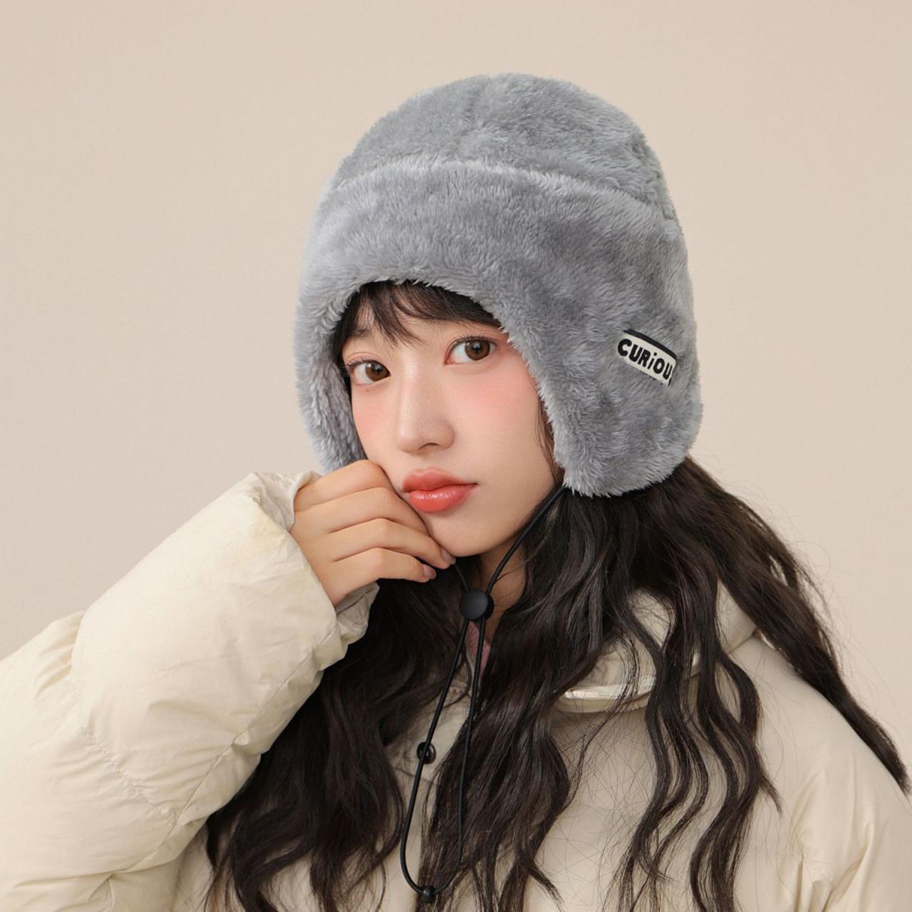 

Мягкие пушистые меховые наушники Шапка-бини для женщин Однотонная Зимняя Утепленная Плюшевая Теплая Шапка Повседневная Ветрозащитная Велосипедная Лыжная Шапка Бонет серый