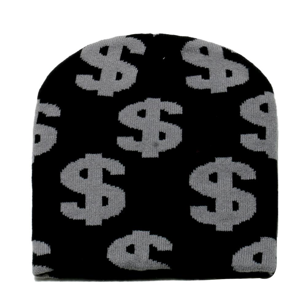 Wintermütze Dollar Jacquard Beanie Warme Strickmütze Hip Hop Trend Unisex Kalte Mütze Mann