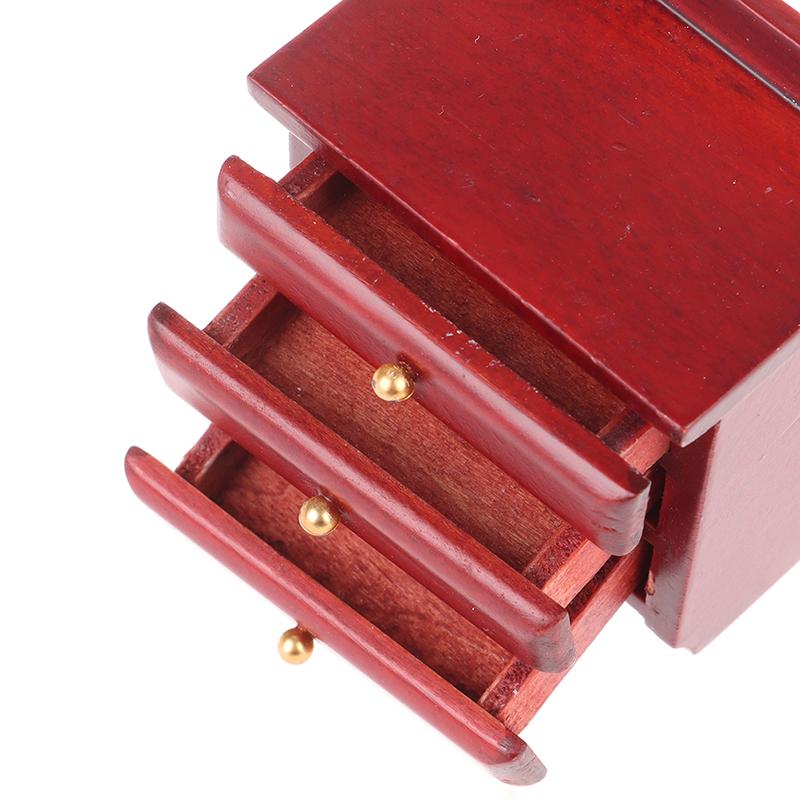 1/12 Dollhouse Miniature Wooden Bedside Cabinet Model Furniture Accessories