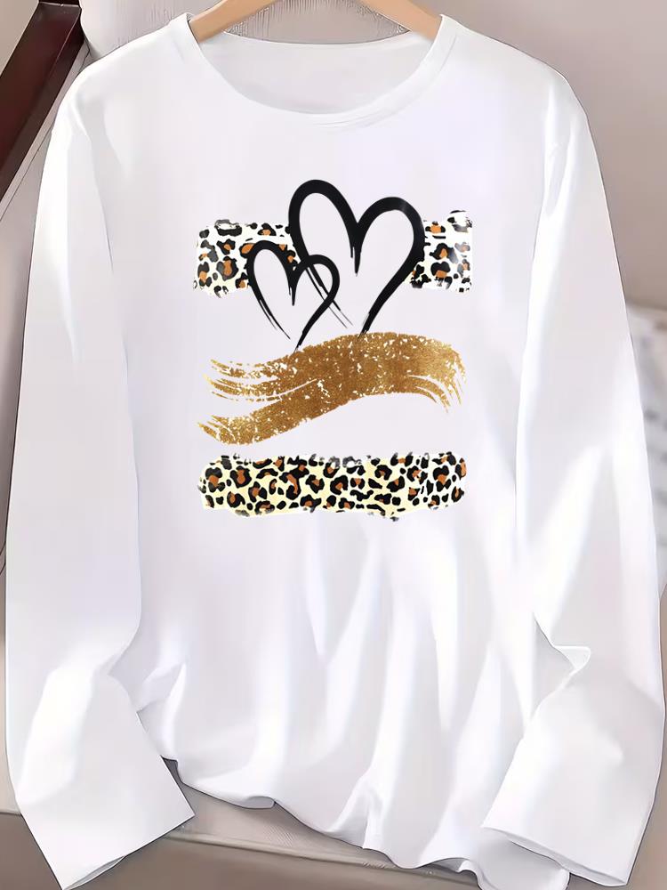(Asian Size) Women T Shirt Tee Lady Printed Trend Cute 90s Female Clothing Casual Fashion Top Long Sleeve Graphic T-shirts