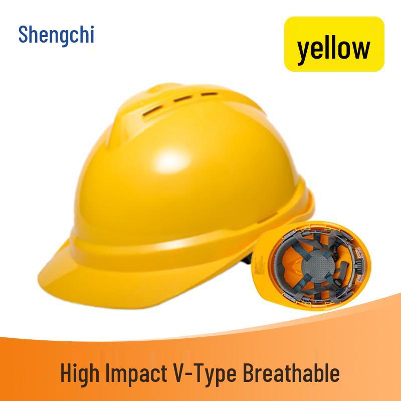 Shengchi Men's Anti-Smash Breathable Safety Helmet, Transparent Three-Ribbed, ABS Thickened for Construction Workers
