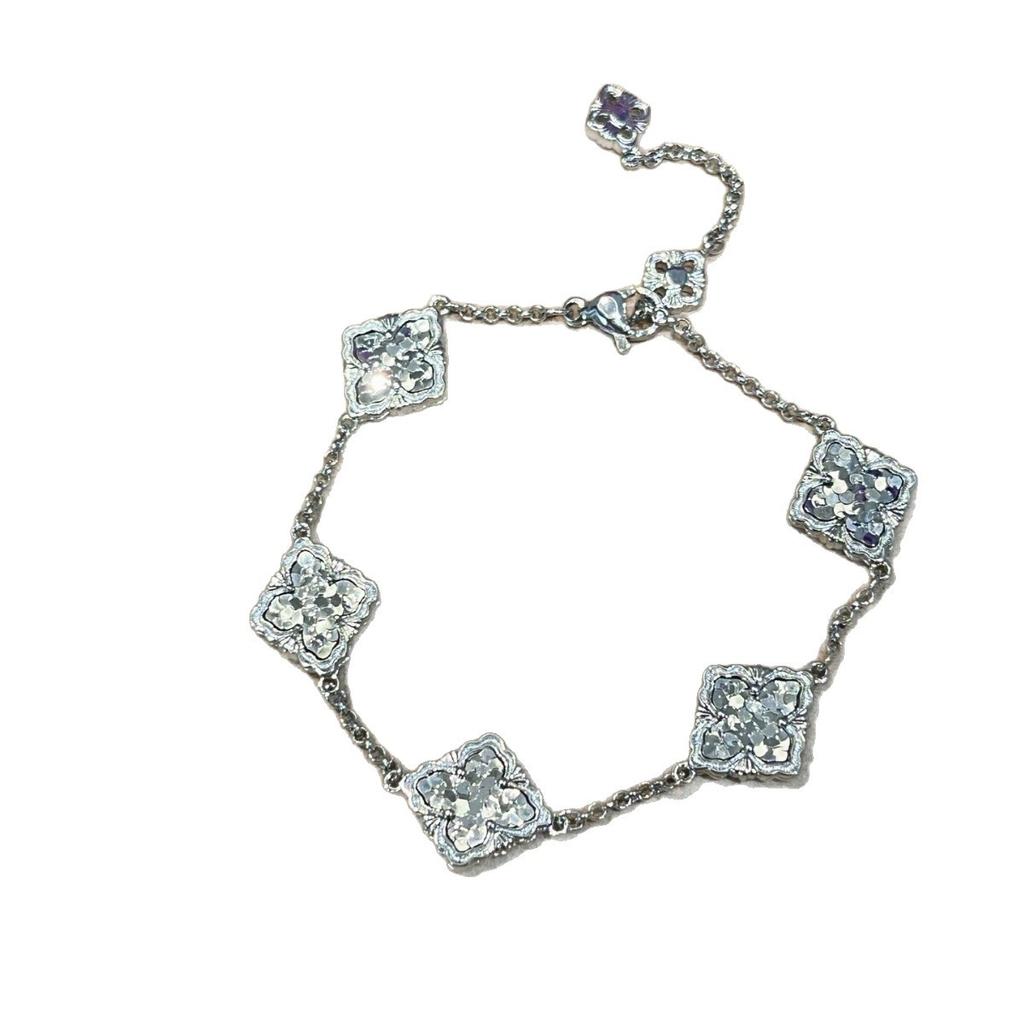 French Retro Cloth Style Double-Sided Broken Ice Ice Five-Flower Bracelet High-End Light Luxury Celebrity Style Versatile Jewelry
