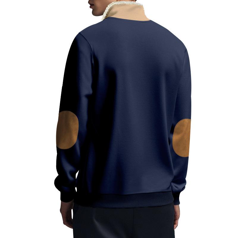 Hanorac american nou, vintage, brodat, cu jumătate de fantă, pentru bărbați, mărime mare, cu mânecă lungă, hanorac