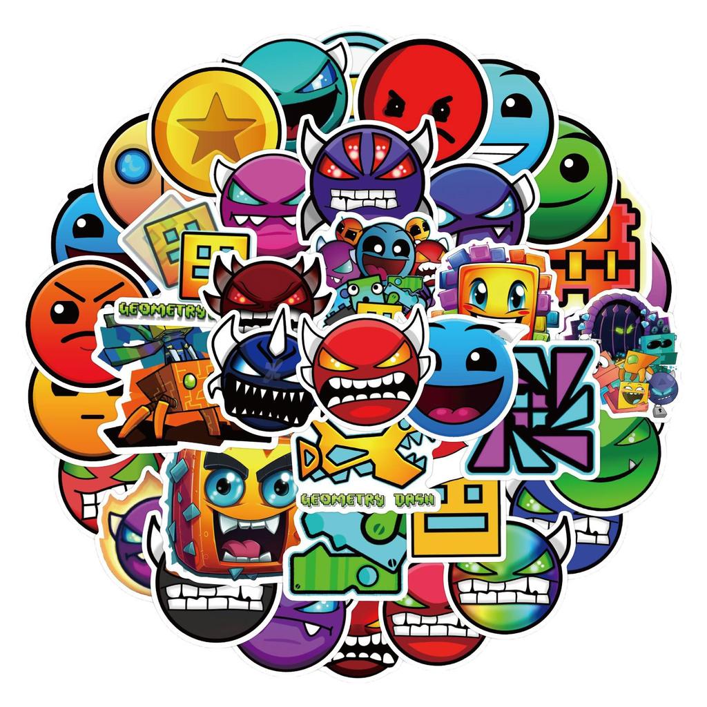50 Adesivi Geometry Dash: Adesivi Impermeabili per Diari, Borracce e Laptop