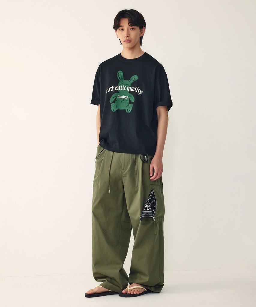 STUDIO TOMBOY [Men] String Single-Pleat Cargo Pants_Khaki 9156231212