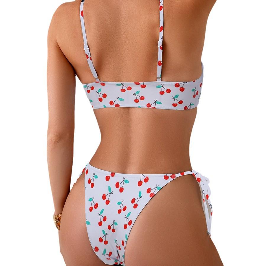 2025 Cross-Border Lace-Up Printed Bikini Swimsuit for Women - European & American Style