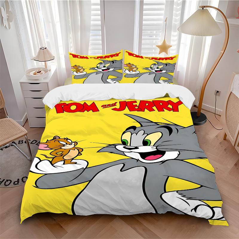 3pcs Tom, Jerry Duvet Cover Set, 1 Duvet Cover + 2 Pillowcases (No Insert), High-Definition Print for All Seasons,Durable Yy251103002