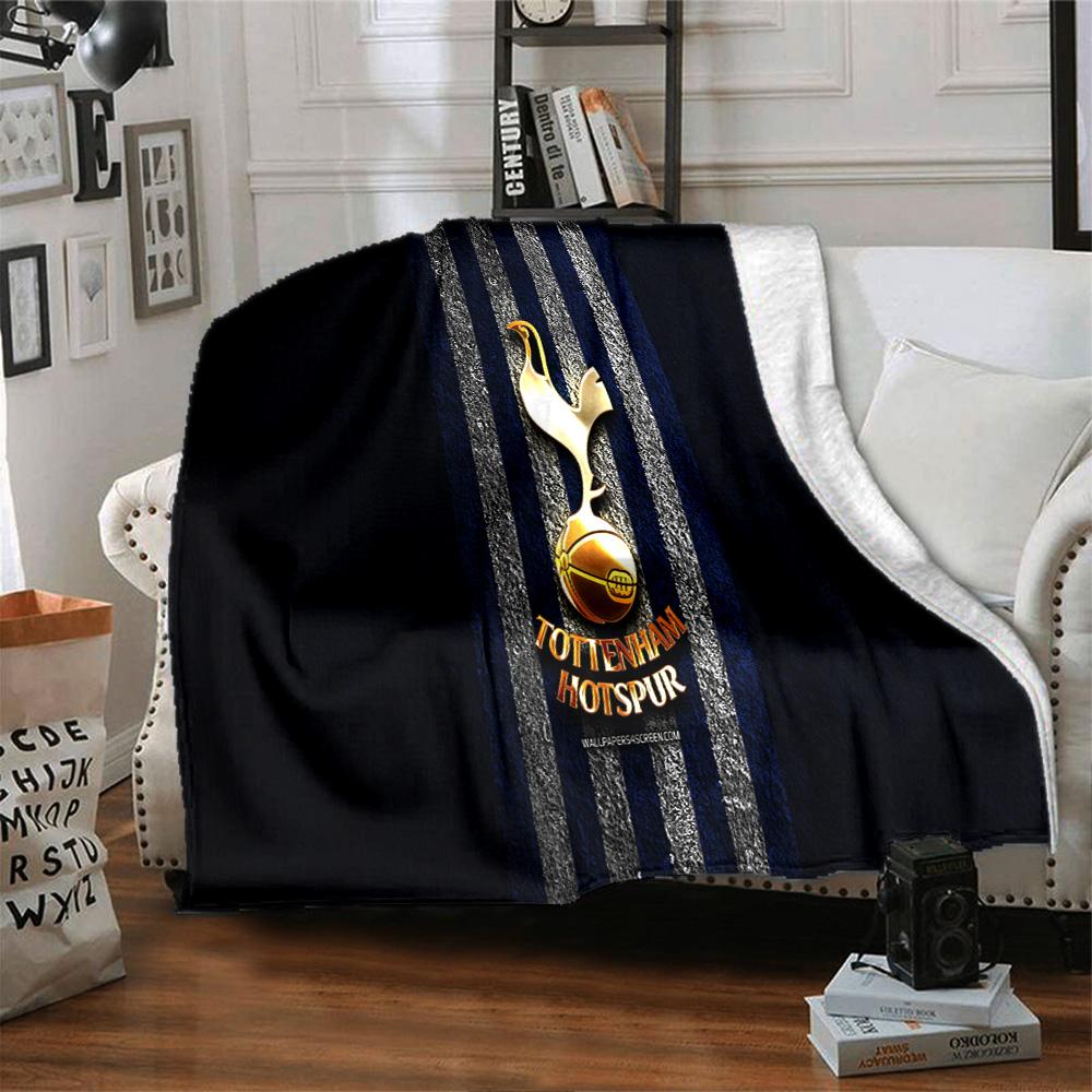 FC Tottenham Wappen Flanelldecke, Weiches Polyester, Modernes Design, Ganzjahres- für Camping, Reisen, Geschenke für Feiertage oder Geburtstage