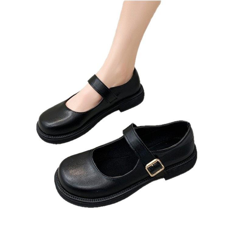 jk Mary Jane shoes women's 2025 autumn new shallow single shoes British style black low-heeled round head flat-soled small leather shoes