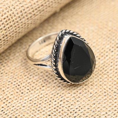Amazing Black Spinel Gemstone Handmade 925 Sterling Silver Ring Jewelry