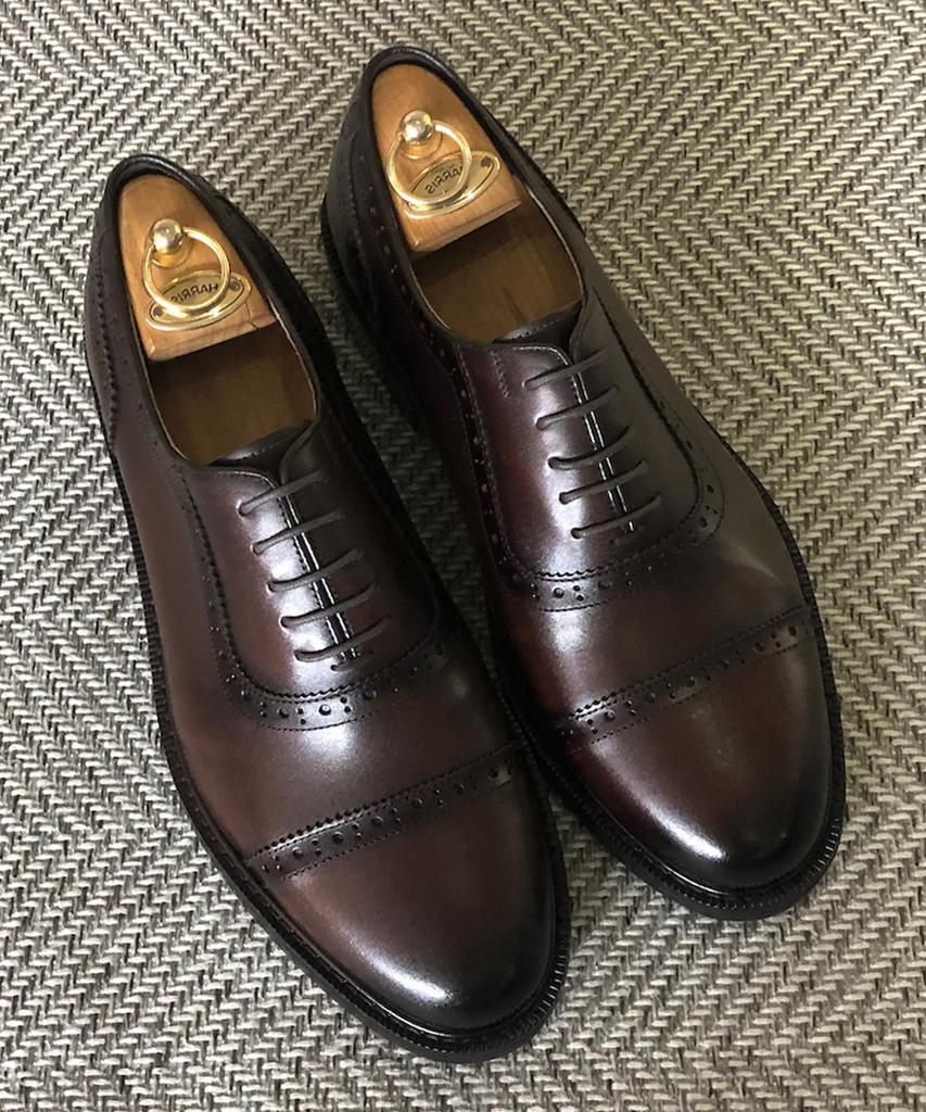 Joenshoe Bechet Brogue Round Straight Tip Wine Brown