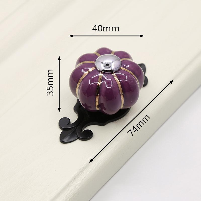 KAK Maniglia per Mobili in Ceramica da 40 mm Base Nera Manopole e Maniglie Zucca per Stanza dei Bambini Maniglia per Ante di Armadietti da Cucina Cassetti