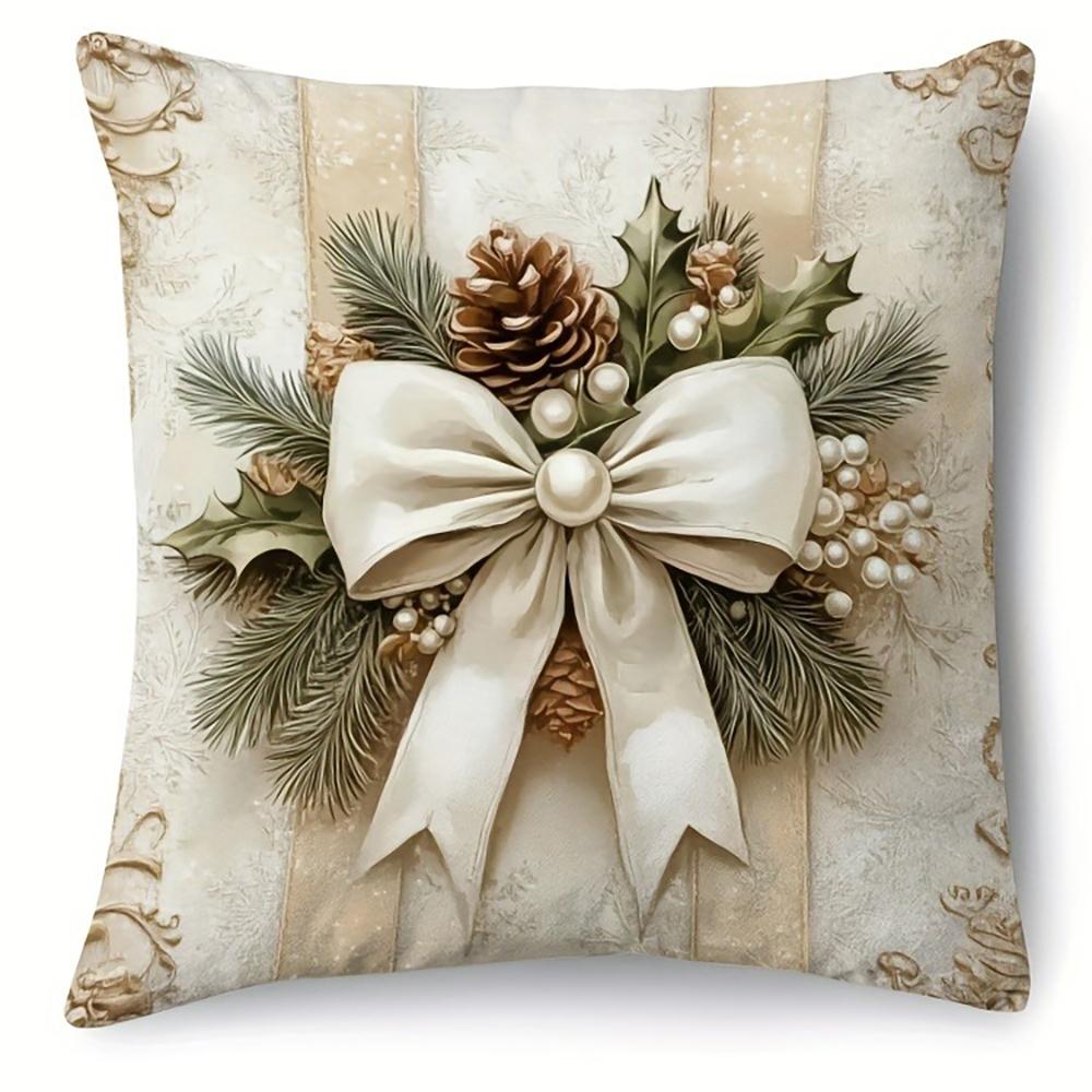 Christmas Decoration Pillow Cover Santa Claus Reindeer Christmas Tree Pattern Living Room Sofa Cushion Cover Home Decoration