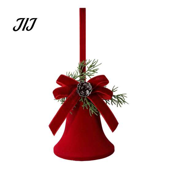 Flocked Christmas Bell Ornaments Nordic Velvet Ornament, Hanging Bells for Lanyard Pendants Tree Door Window Decor, Festive Holiday Home Decoration