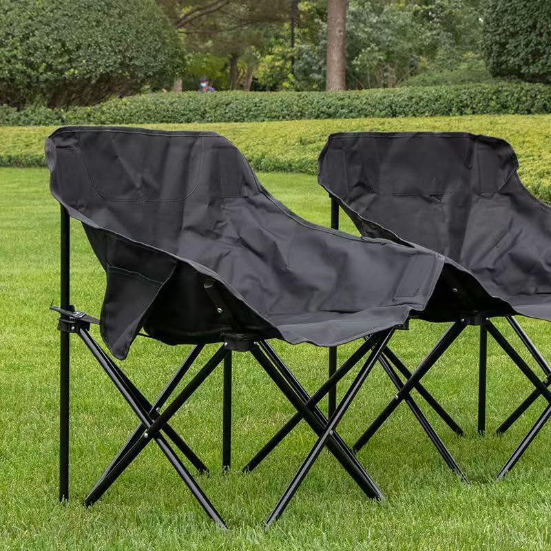 Portable Folding Moon Chair for Outdoor Activities, Beach, Picnics, and Camping (Black)