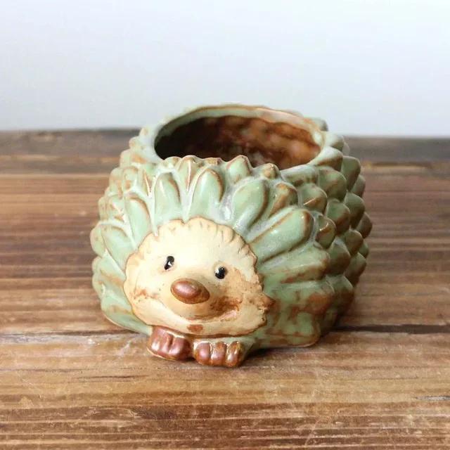 

1pc Ceramic Kiln Glaze Hedgehog Succulent Planter - Garden Succulent Plant Pot, Cute Bonsai Flower Pot, Decoration